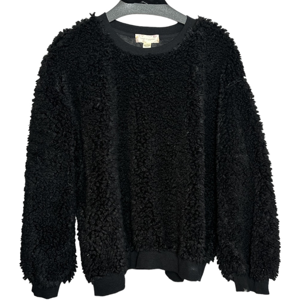 BAND OF GYPSIES BLACK SHERPA SWEATER